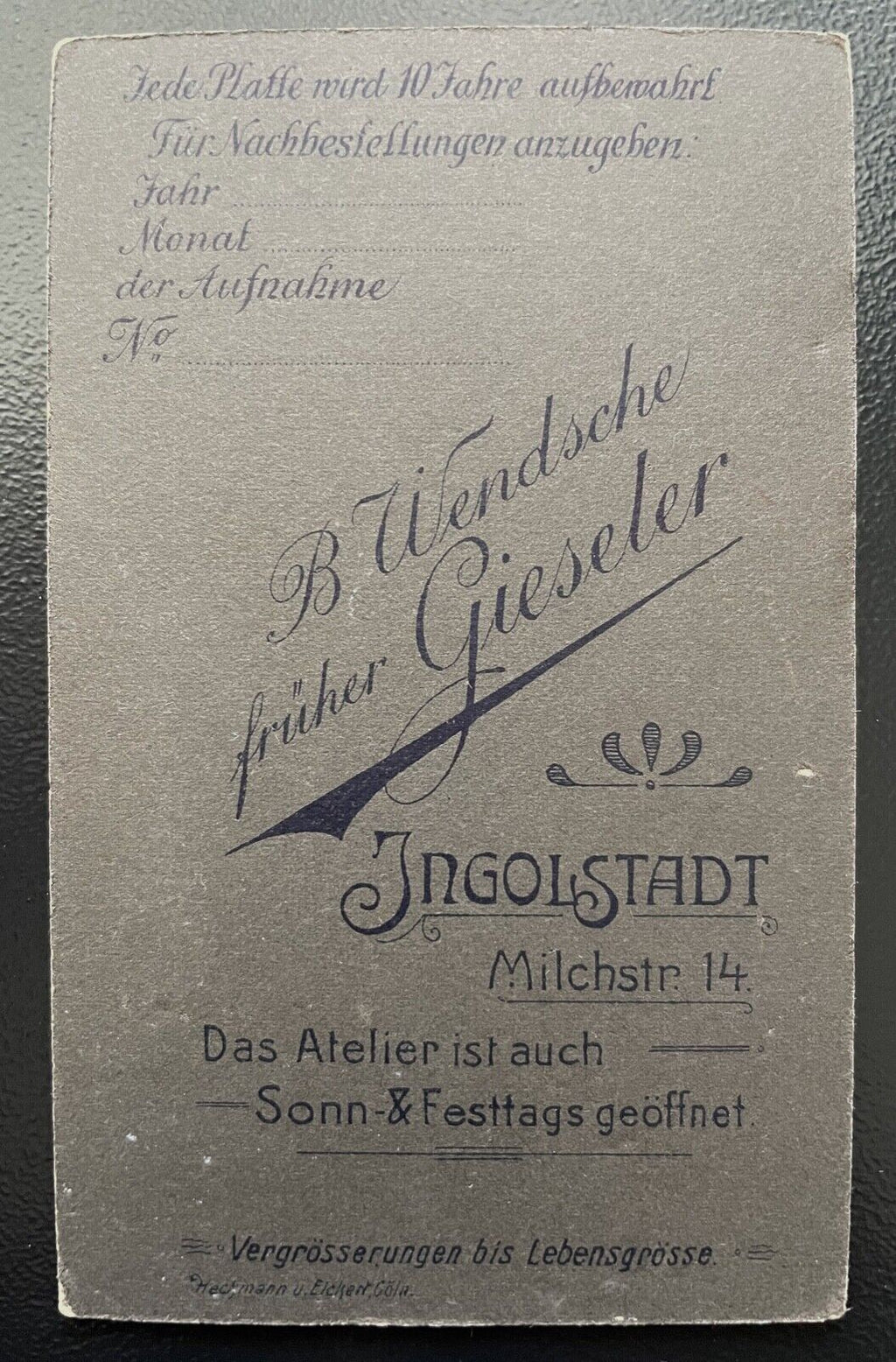 Foto Porträt Soldat Uniform Feldkappe Wendsche Ingolstadt ca10,4x6,4cm 402415 TH