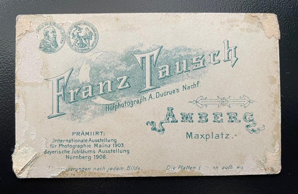 Foto Porträt Soldat Uniform Bart F.Tausch Amberg ca.10,4x6,4cm 402427 TH