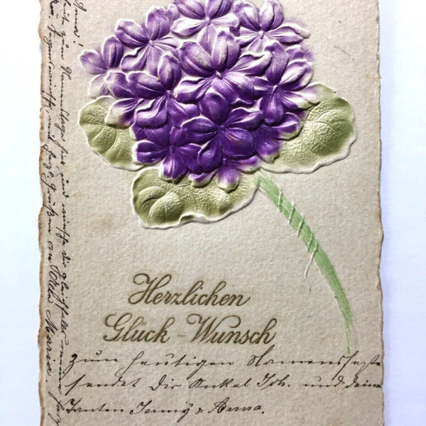 Herzlichen Glückwunsch - Hortensien - Prägung - Künstlerkarte 40219 TH