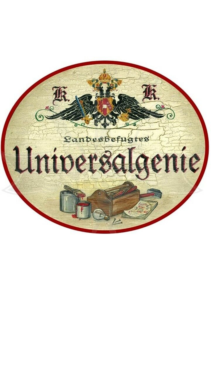 KuK Nostalgie Holzschild "Universalgenie Werkzeugkasten"