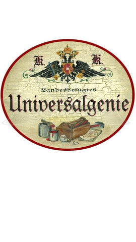 KuK Nostalgie Holzschild "Universalgenie Werkzeugkasten"