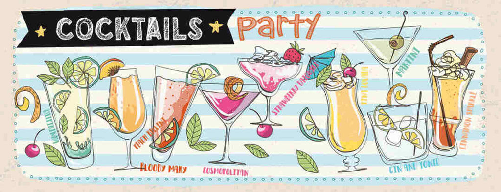 Schild Cocktails Party Bloody Mary Martini Alkohol Drink Bar 27x10 Blech od.Holz