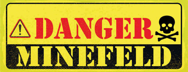Schild Danger Mine Field Gefahr Achtung Minen Feld Vorsicht 27x10 Blech od.Holz
