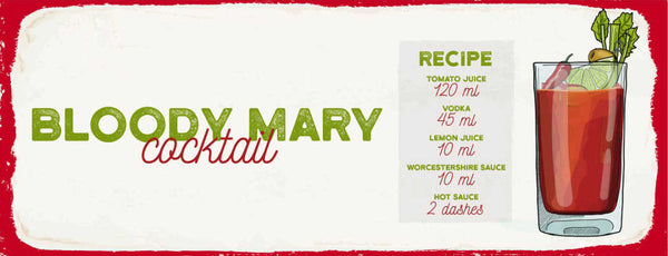 Schild Bloody Mary Cocktail Rezept Bar Alkohol Drink Wodka 27x10 Blech od.Holz