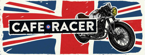 Schild Cafe Racer Motorrad Custom Bike Biker Moped UK GB 27x10 Blech od.Holz