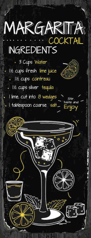Schild Margarita Cocktail Rezept Bar Alkohol Drink Tequila 27x10 Blech od.Holz