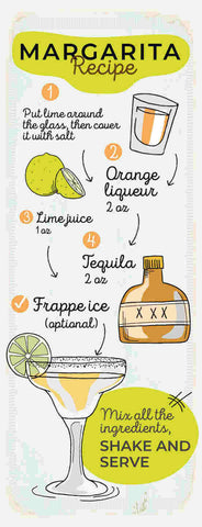 Schild Margarita Cocktail Rezept Bar Alkohol Drink Tequila 27x10 Blech od.Holz