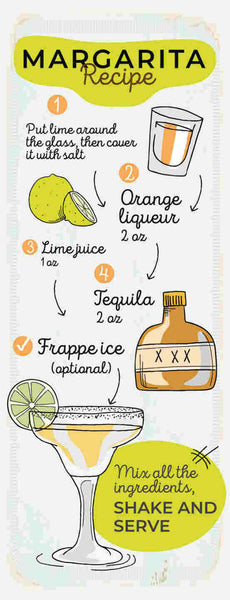 Schild Margarita Cocktail Rezept Bar Alkohol Drink Tequila 27x10 Blech od.Holz