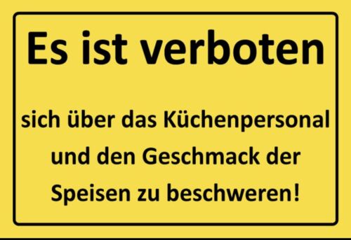 Verbot Speisen Küchenpersonal Küche  12x18 / 20x30 / 30x40 Blech od. Holz