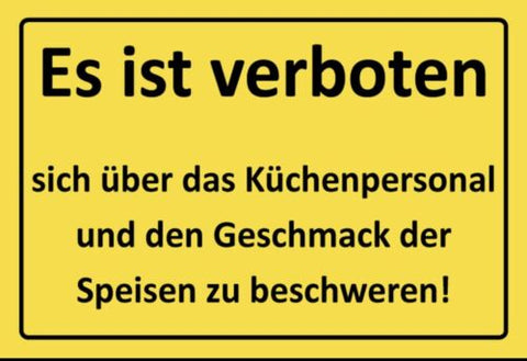 Verbot Speisen Küchenpersonal Küche  12x18 / 20x30 / 30x40 Blech od. Holz