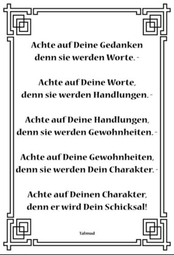 Talmud Spruch Weisheit  12x18 / 20x30 / 30x40 Blech od. Holz
