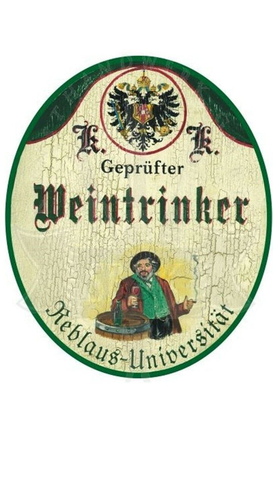 KuK Nostalgie Holzschild "Weintrinker"
