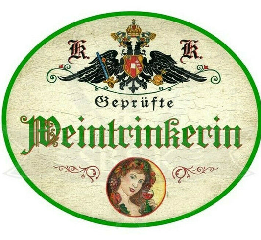 KuK Nostalgie Holzschild "Weintrinkerin"