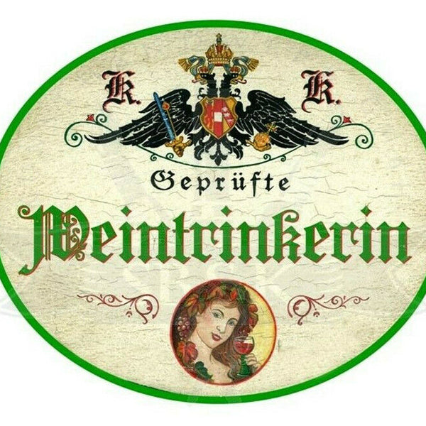 KuK Nostalgie Holzschild "Weintrinkerin"