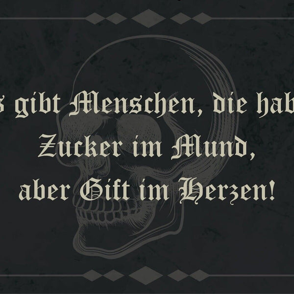 Nostalgie Schild Zucker im Mund Gift Herzen 12x18 / 20x30 / 30x40 Blech od. Holz