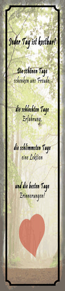 Schild Jeder Tag Ist Kostbar Freude Erfahrung Erinnerung 46 x 10 Blech od. Holz