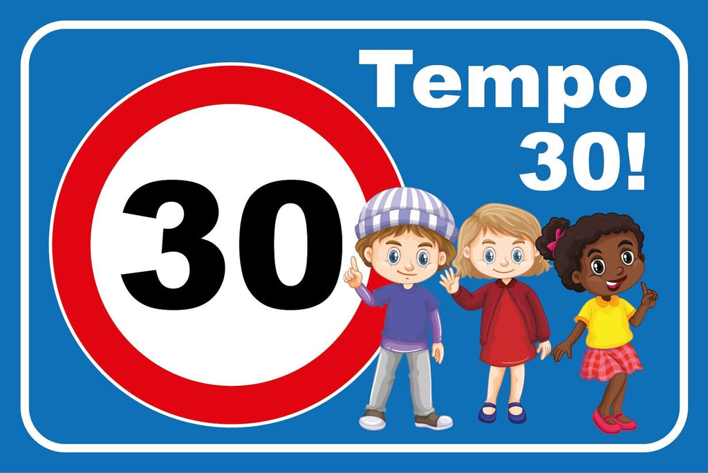 Schild Tempo 30! Kinder Schüler 12x18 / 20x30 / 30x40 Blech od. Holz