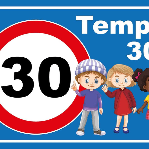 Schild Tempo 30! Kinder Schüler 12x18 / 20x30 / 30x40 Blech od. Holz