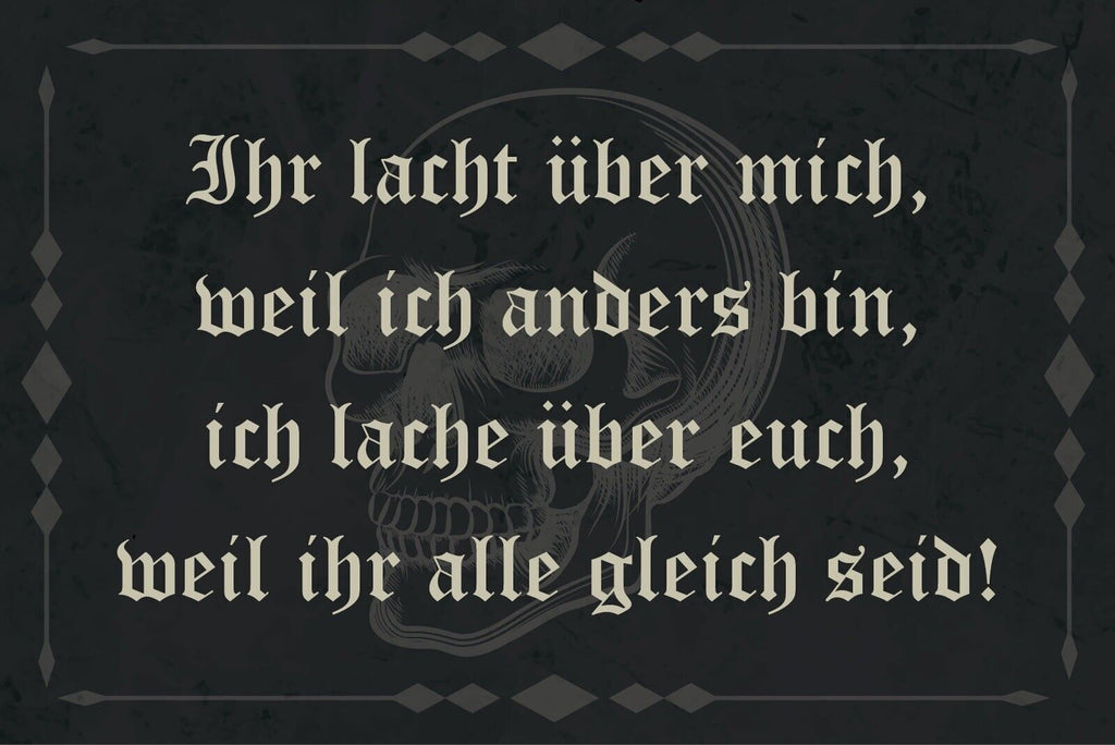 Nostalgie Schild Anders Sein Lachen Eigen 12x18 / 20x30 / 30x40 Blech od. Holz