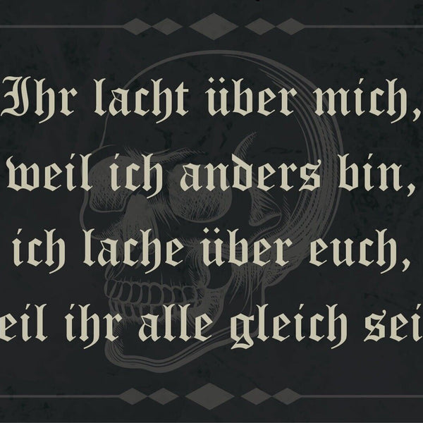 Nostalgie Schild Anders Sein Lachen Eigen 12x18 / 20x30 / 30x40 Blech od. Holz