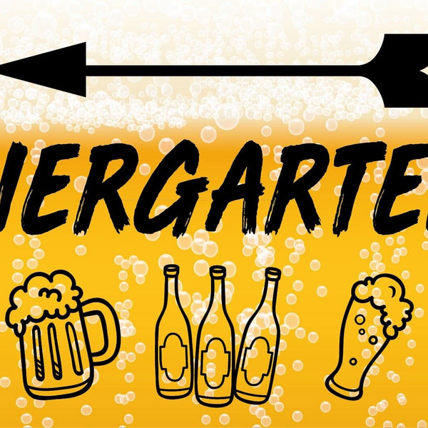 Nostalgie Schild Biergarten Flasche Glas 12x18 / 20x30 / 30x40 Blech od. Holz