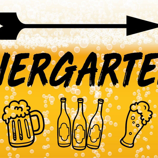 Nostalgie Schild Biergarten Flasche Glas 12x18 / 20x30 / 30x40 Blech od. Holz