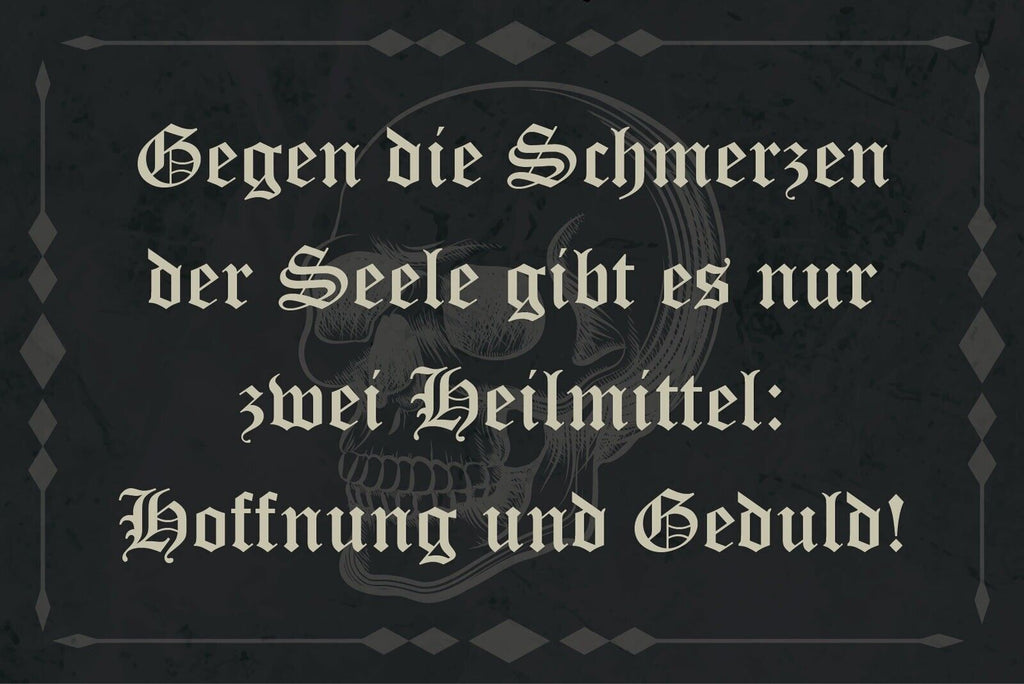 Nostalgie Schild Seele Hoffnung & Geduld 12x18 / 20x30 / 30x40 Blech od. Holz