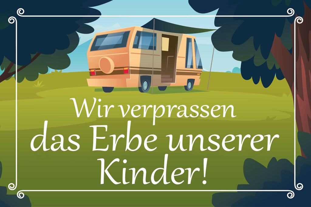 Nostalgie Schild Erbe Kinder Campen Camping 12x18 / 20x30 / 30x40 Blech od. Holz