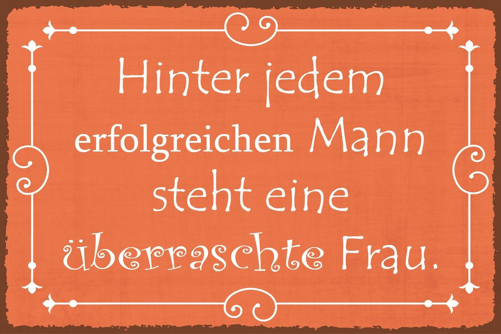 Nostalgie Schild Erfolgreicher Mann Frau 12x18 / 20x30 / 30x40 Blech od. Holz