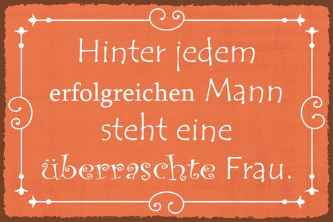 Nostalgie Schild Erfolgreicher Mann Frau 12x18 / 20x30 / 30x40 Blech od. Holz