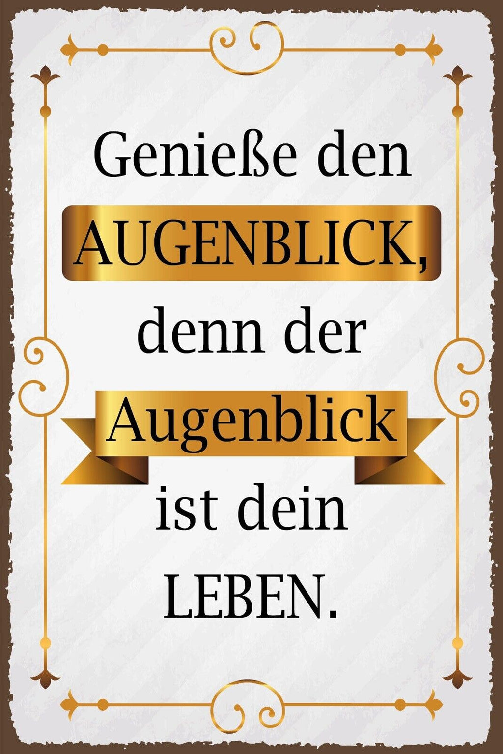 Nostalgie Schild Genieße Augenblick Leben 12x18 / 20x30 / 30x40 Blech od. Holz