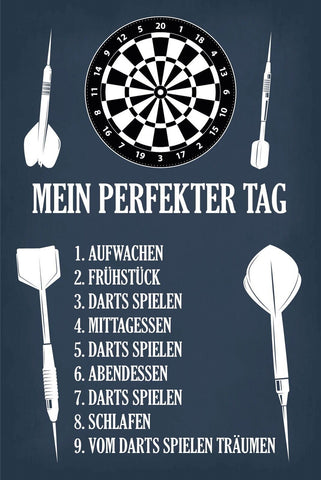 Nostalgie Schild Darts Perfekter Tag Pfeil 12x18 / 20x30 / 30x40 Blech od. Holz