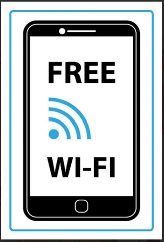 Nostalgie Schild Handy Free WI-FI 12x18 / 20x30 / 30x40 Blech od. Holz