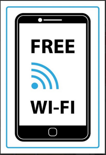 Nostalgie Schild Handy Free WI-FI 12x18 / 20x30 / 30x40 Blech od. Holz