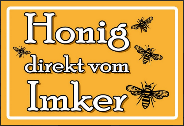 Nostalgie Schild Biene Honig direkt vom Imker 12x18/20x30/30x40 Blech od. Holz