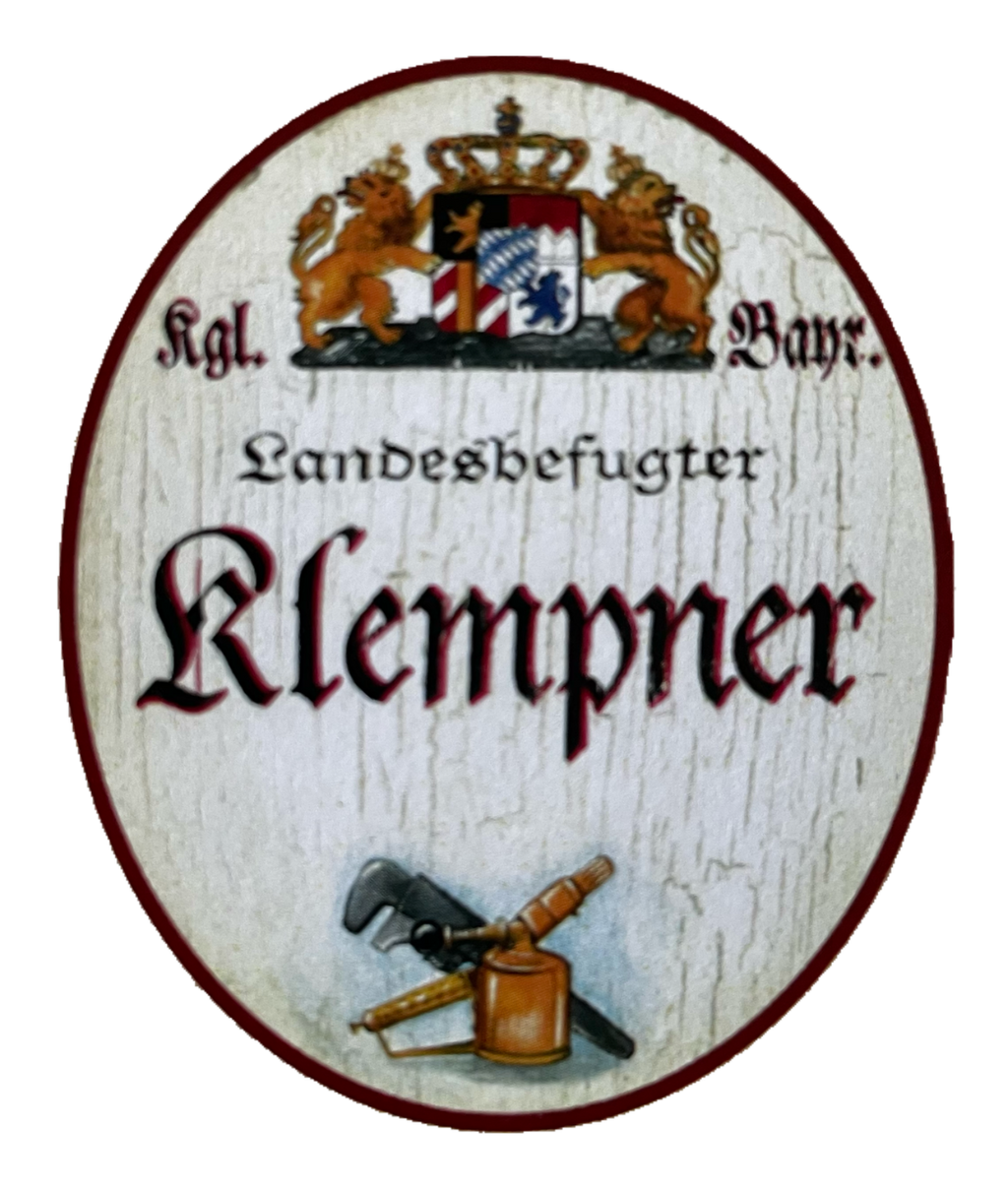 Nostalgie Holzschild Bayern Königlich Bayerischer Landesbefugter Klempner Schild