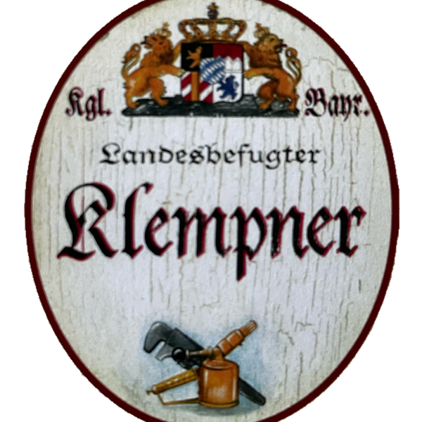Nostalgie Holzschild Bayern Königlich Bayerischer Landesbefugter Klempner Schild