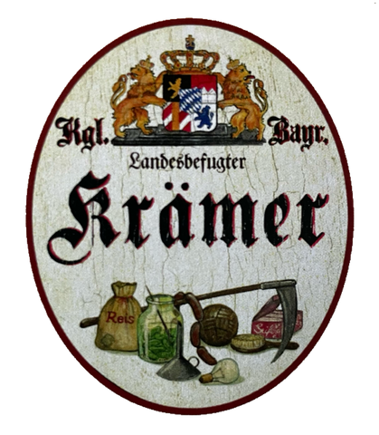 Nostalgie Holzschild Bayern Königlich Bayerischer Landesbefugter Krämer Schild