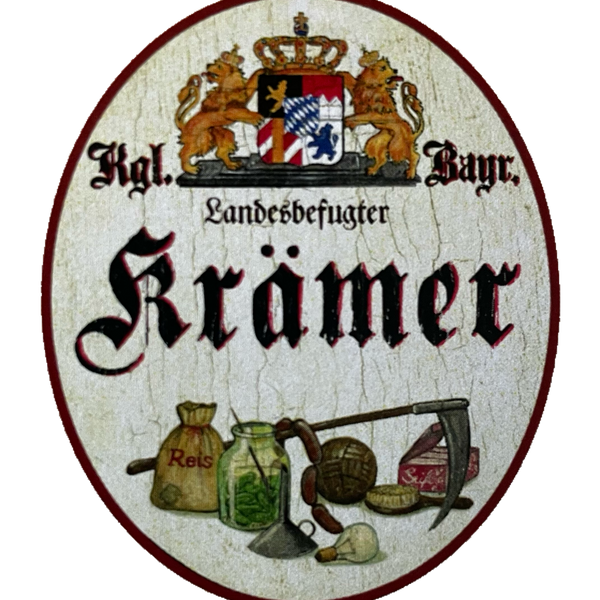 Nostalgie Holzschild Bayern Königlich Bayerischer Landesbefugter Krämer Schild
