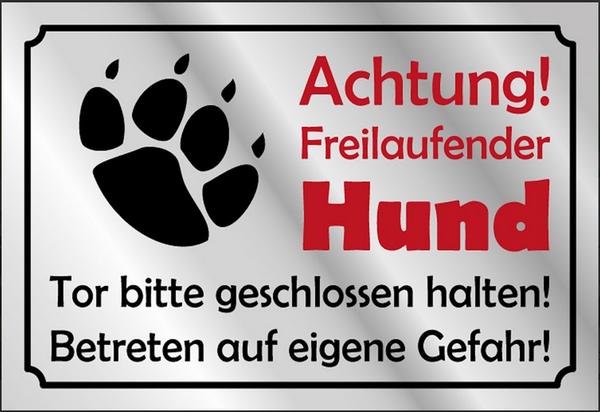 Nostalgie Schild Achtung Hinweis Tiere Hund  12x18/20x30/30x40 Blech od Holz