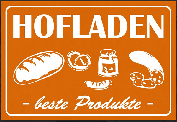 Nostalgie Schild Werbung Hofladen beste Produkte 12x18/20x30/30x40 Blech od Holz