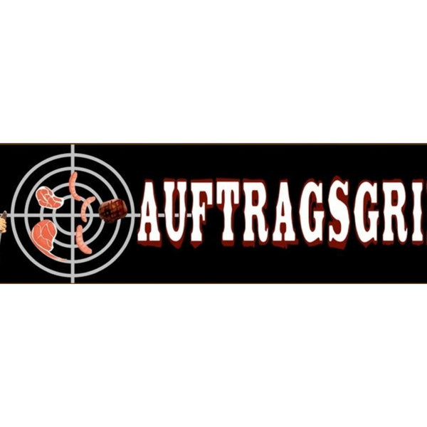 Schild Auftragsgriller Grillen BBQ Fleisch Wurst Grill 46 x 10 Blech od. Holz