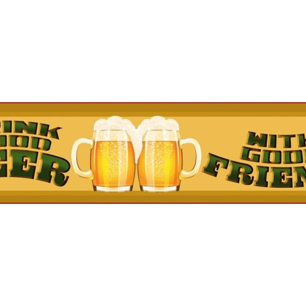 Schild Drink Beer Good Friends Bier Alkohol Freunde Glas 46 x 10 Blech od. Holz
