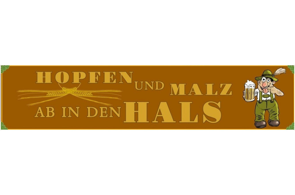 Schild Hopfen Malz Hals Bier Alkohol Glas Bar Lokal Wirt 46 x 10 Blech od. Holz
