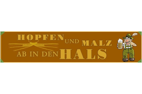 Schild Hopfen Malz Hals Bier Alkohol Glas Bar Lokal Wirt 46 x 10 Blech od. Holz