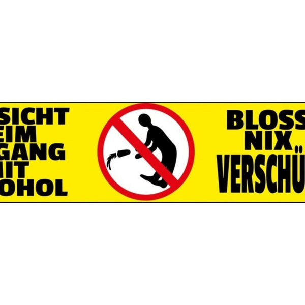 Schild Vorsicht Umgang Alkohol Bier Glas Bar Lokal Wirt 46 x 10 Blech od. Holz