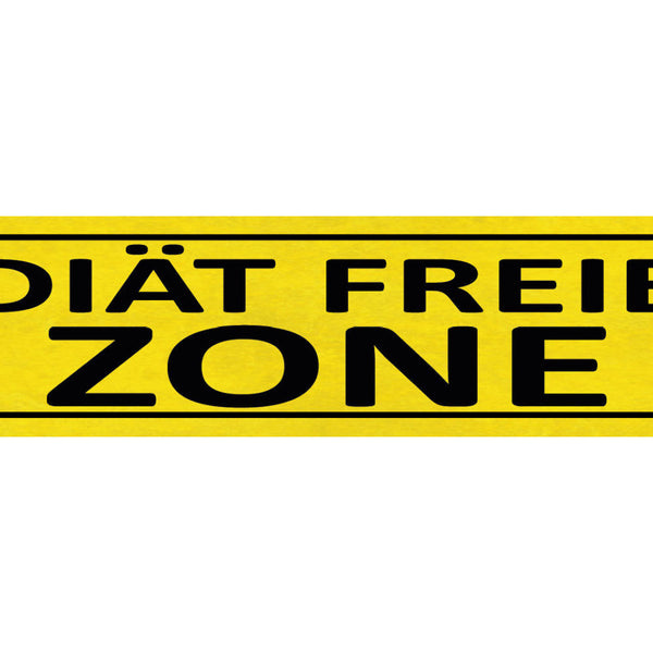 Schild Diät Freie Zone Abnehmen Süßes Ungesund Essen 46 x 10 Blech od. Holz