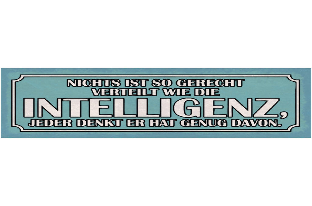 Schild Gerecht Verteilt Intelligenz Jeder Denkt Hat Genug 46 x 10 Blech od. Holz