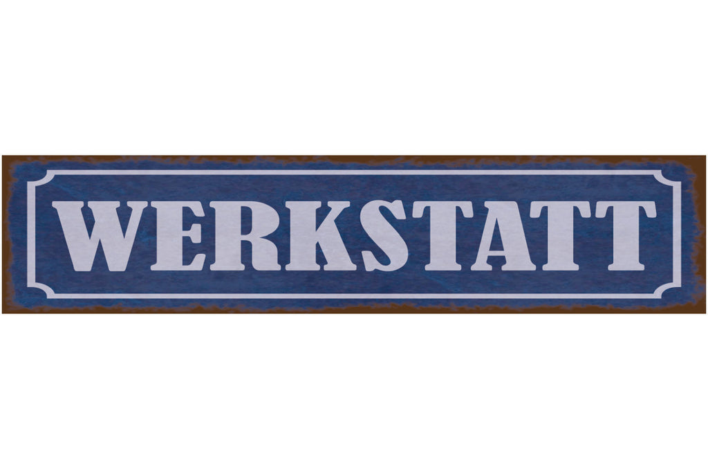 Schild Werkstatt Werkzeug Arbeiter Mechaniker Bastler 46 x 10 Blech od. Holz