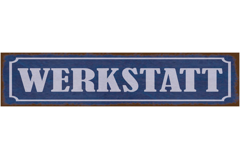 Schild Werkstatt Werkzeug Arbeiter Mechaniker Bastler 46 x 10 Blech od. Holz